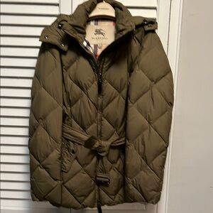 Burberry Olive Green Quilted Winters Women Jacket size S